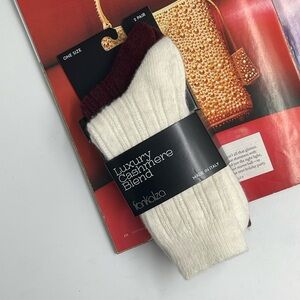 2 PR Frankalza Italy Ladies Boot Socks Merino Wool / Cashmere Blend